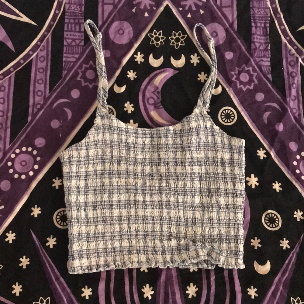 Blue and white crop top